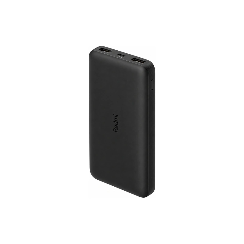 پاوربانک شیائومی Redmi ظرفیت 10000 میلی‌آمپر ساعت مشکی نمای سه‌ربع