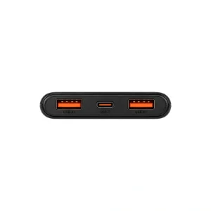 پاوربانک وِگر W1168 ظرفیت 10000 میلی‌آمپر ساعت مشکی نمای پورت‌های USB-A و USB-C