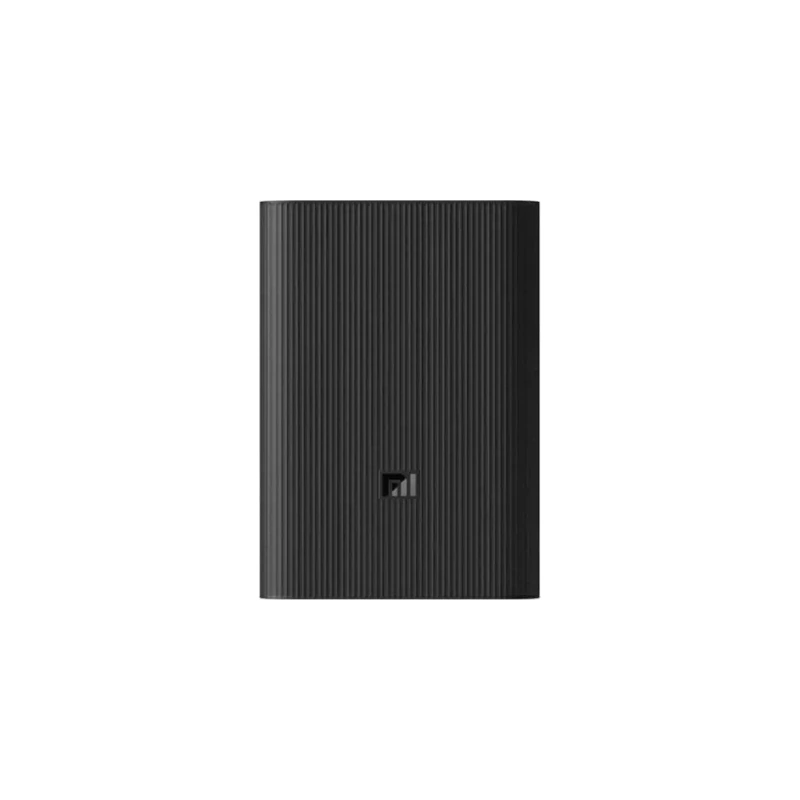 نمای جلوی پاوربانک شیائومی Mi 3 Ultra Compact ظرفیت 10000 میلی‌آمپر ساعت مشکی