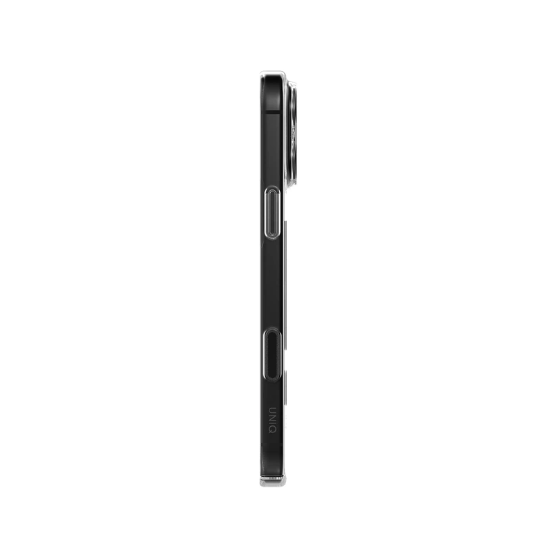 نمای کناری قاب UNIQ AirSuit Glossy Smoke برای iPhone 18 Pro
