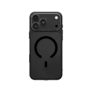 نمای پشت قاب UNIQ AirSuit Glossy Smoke روی iPhone 18 Pro با MagSafe