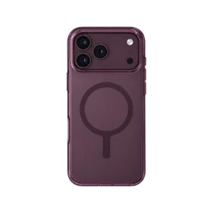 نمای پشت قاب UNIQ Clario Fig Purple روی آیفون 18 پرو مکس با حلقه مغناطیسی و محافظ دوربین