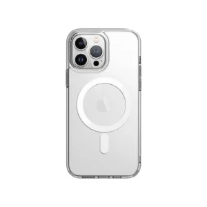 نمای پشت قاب UNIQ LifePro Xtreme MagSafe Frost Clear مخصوص آیفون 14 پرو با حلقه مگ‌سیف سفید و محافظ دوربین