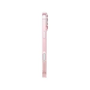 نمای کناری قاب یونیک مدل Iridescia Pink Prism آیفون ۱۷ پرو مکس با فریم شفاف صورتی و پوشش دکمه‌های جانبی